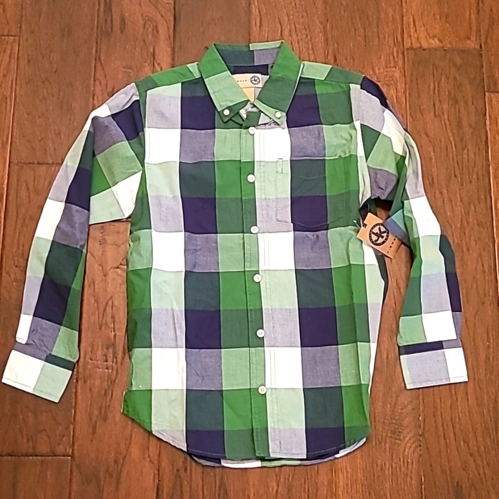 NWT J Khaki boy's long-sleeved button-up shirt size Medium